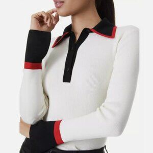 NWT!!! Alice + Olivia Pia Ribbed Knit Polo - Size SMALL